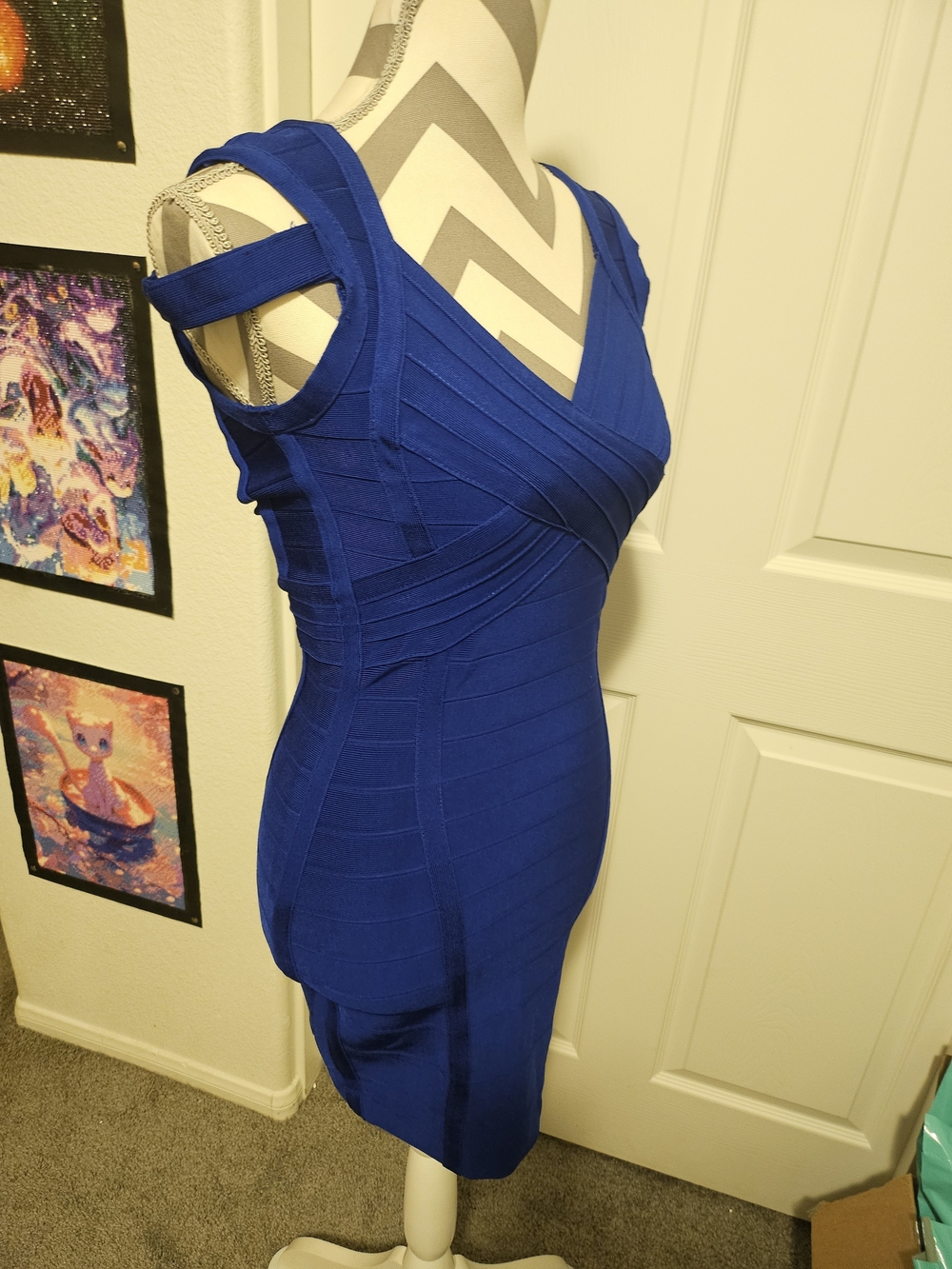 Herve Leger Cobalt Blue Bandage Midi Dress - Picture 3 of 5
